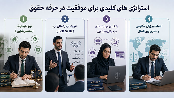 استراتژی های کلیدی برای موفقیت در حرفه حقوق 