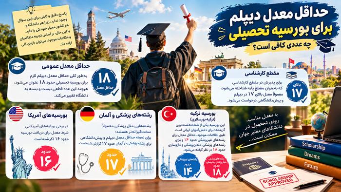 حداقل معدل دیپلم برای بورسیه؛ چه عددی کافی است؟